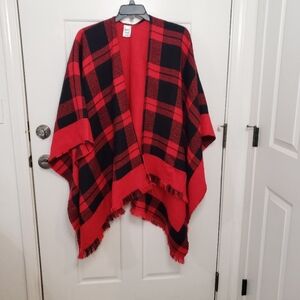 Duluth Trading Co. Cape Poncho red & black one size